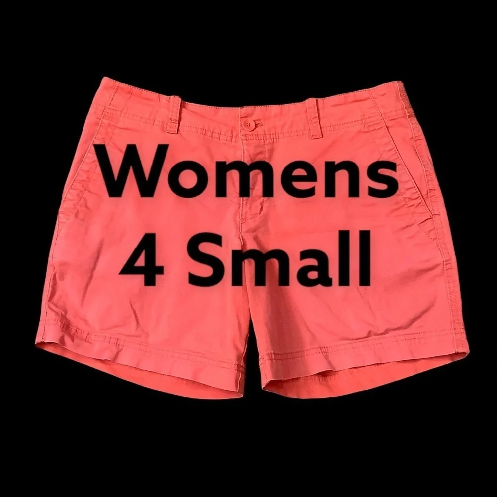 Women's Eddie Bauer 4 Small Shorts Pink Coral Twill Chino Khakis Cotton Stretch